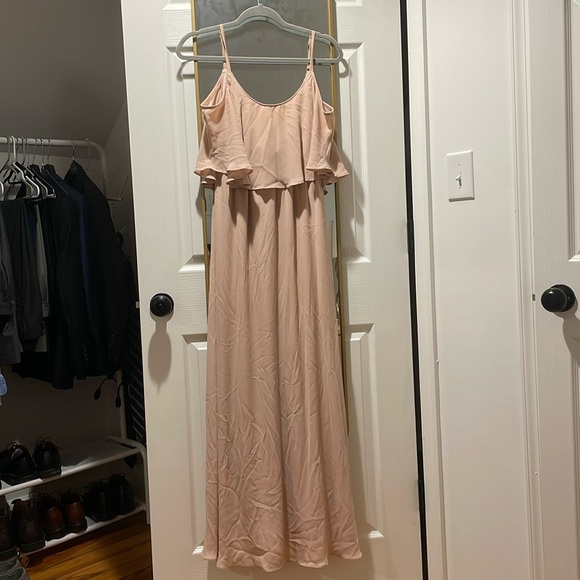 Show Me Your Mumu Caitlin Ruffle Maxi Dress Dusty Blush Crisp - Picture 2 of 9